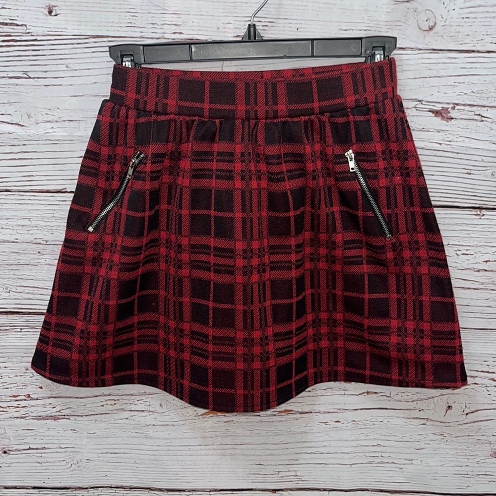 Joe B Red And Black Plaid Mini Skirt